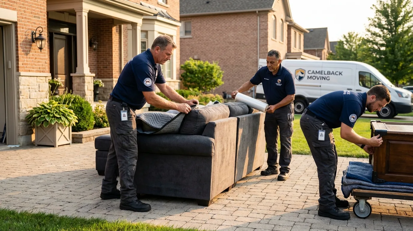 Large estate moving crew wrapping furniture in Peekskill, NY